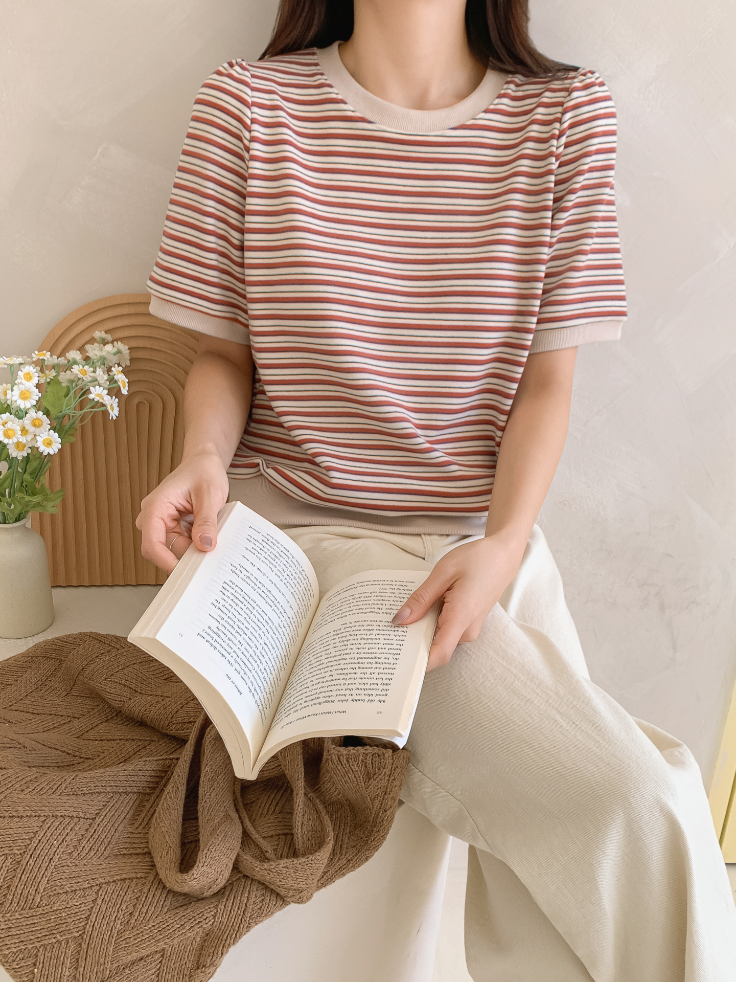 ラウンドネック半袖ボーダー配色Tシャツスウェット | 詳細画像29