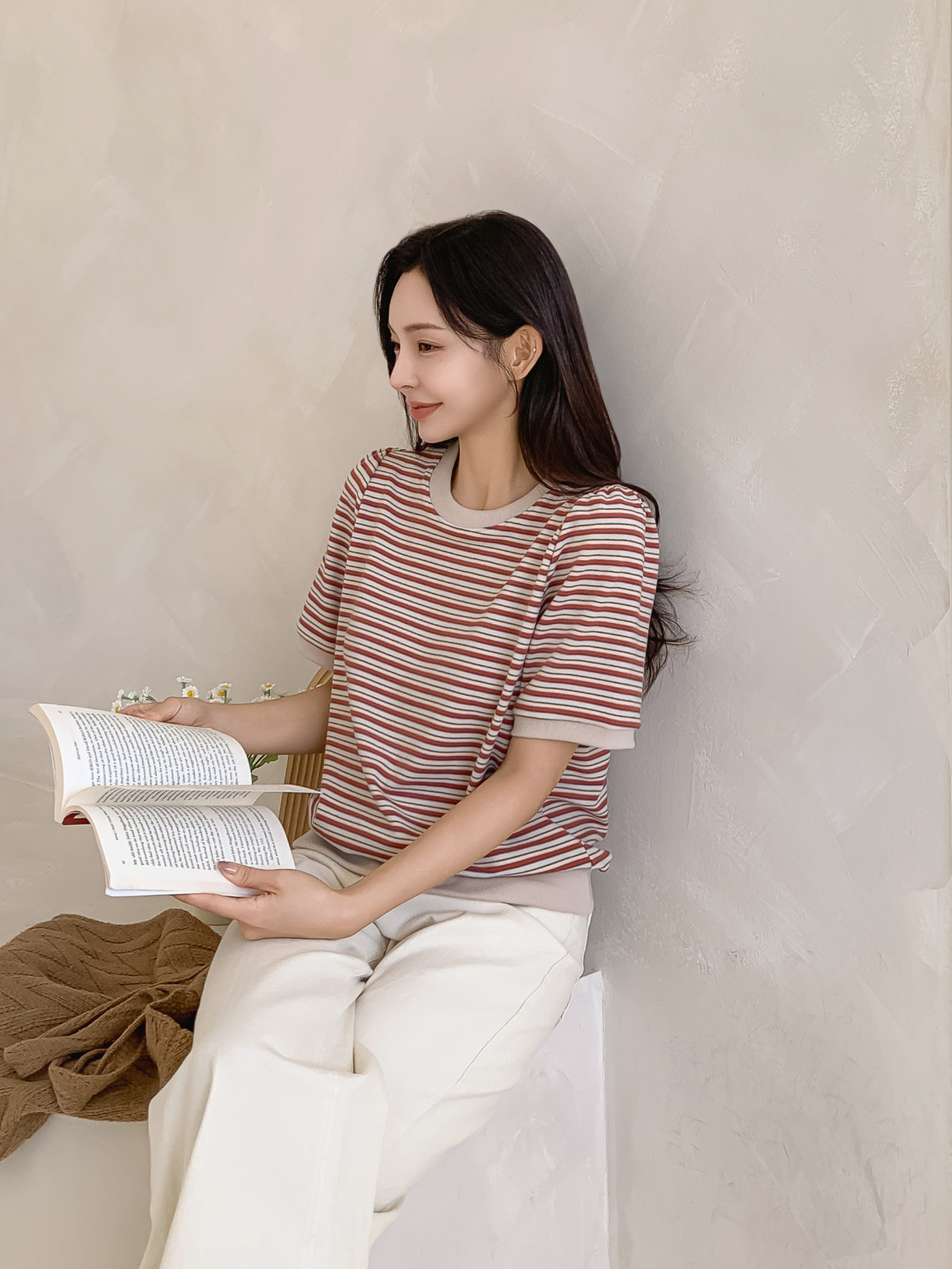 ラウンドネック半袖ボーダー配色Tシャツスウェット | 詳細画像30