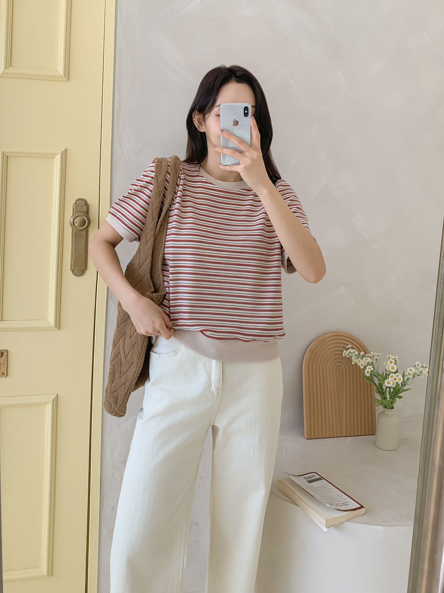 ラウンドネック半袖ボーダー配色Tシャツスウェット | 詳細画像32