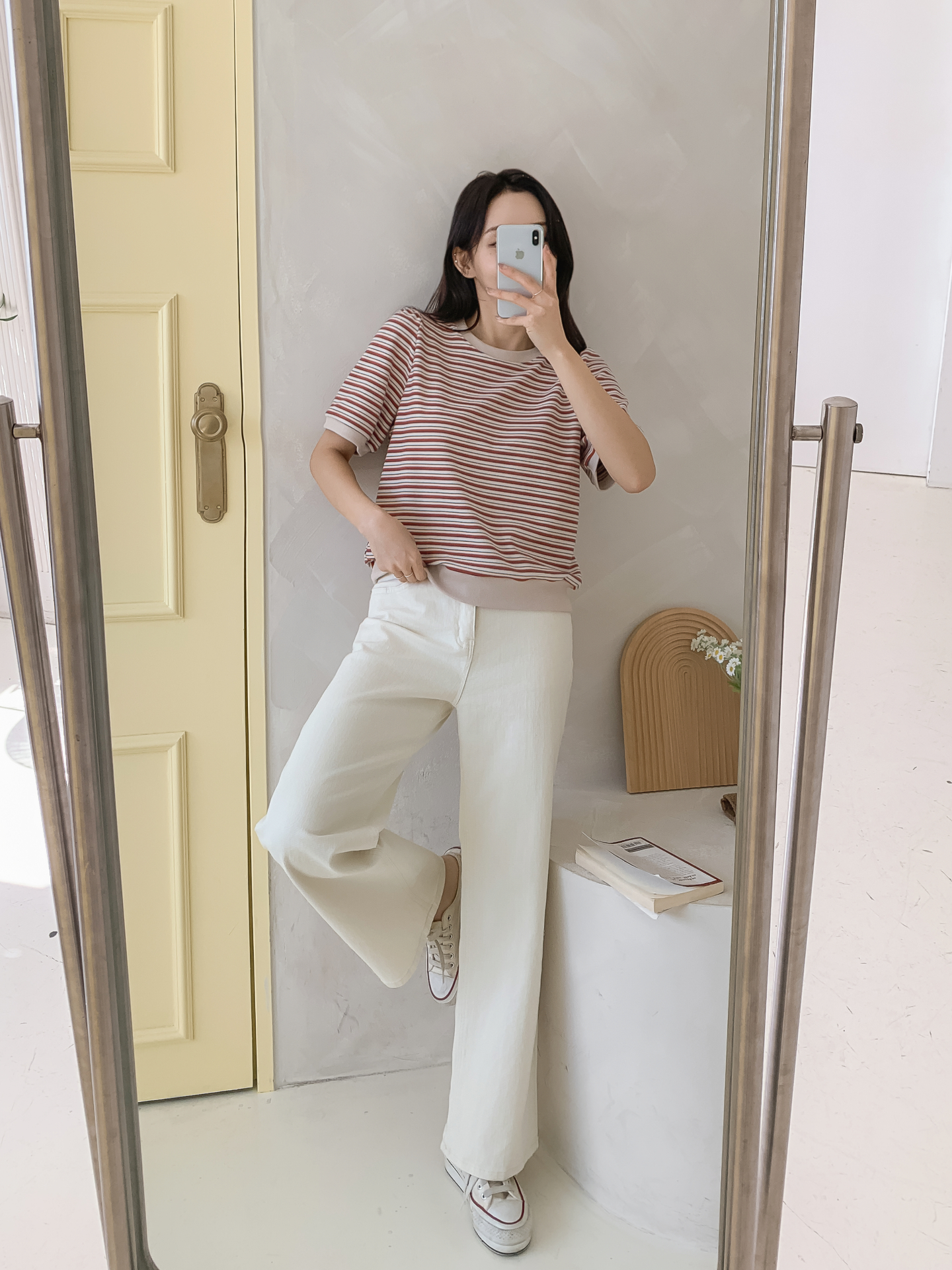 ラウンドネック半袖ボーダー配色Tシャツスウェット | 詳細画像33