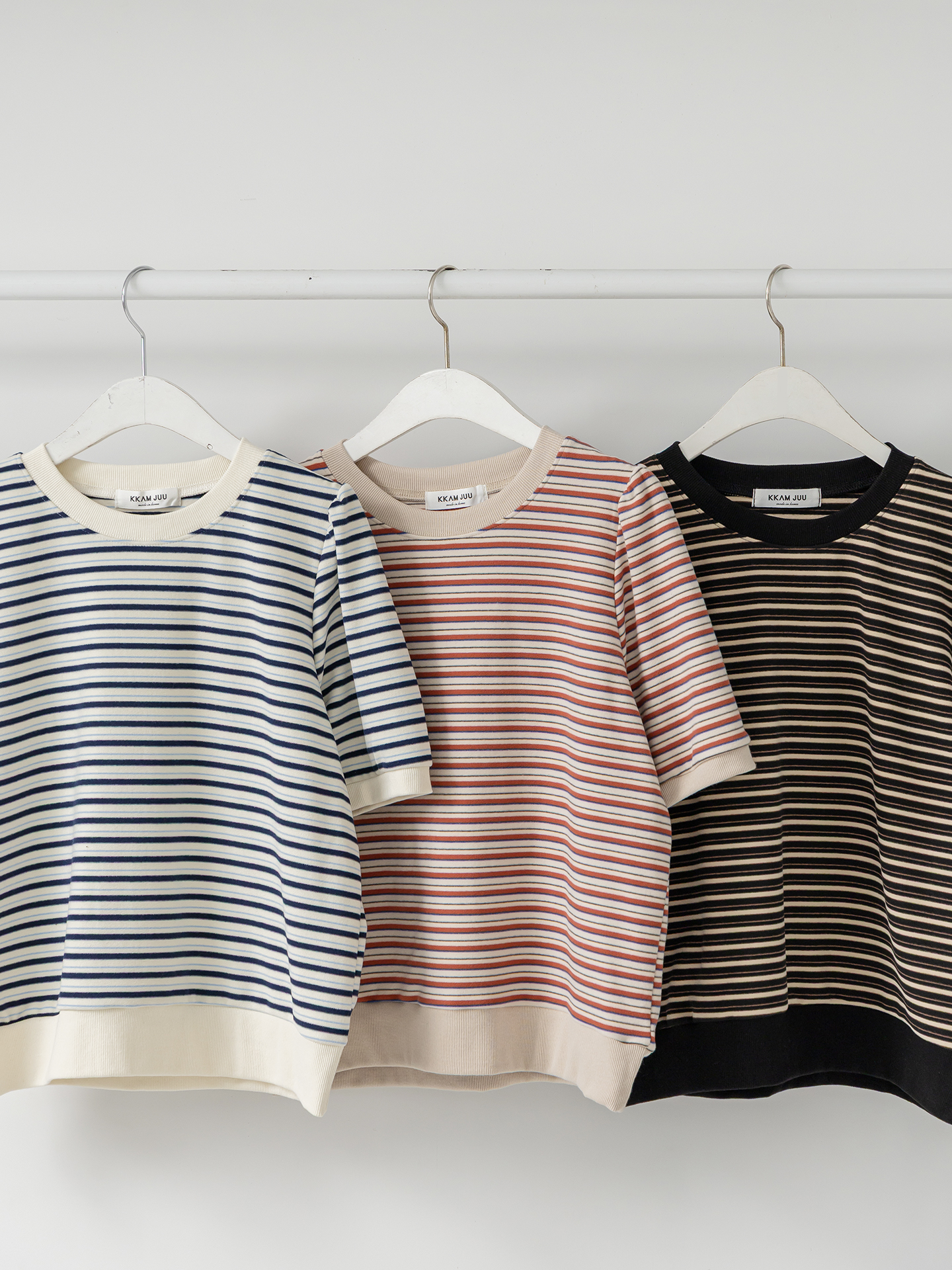 ラウンドネック半袖ボーダー配色Tシャツスウェット | 詳細画像35