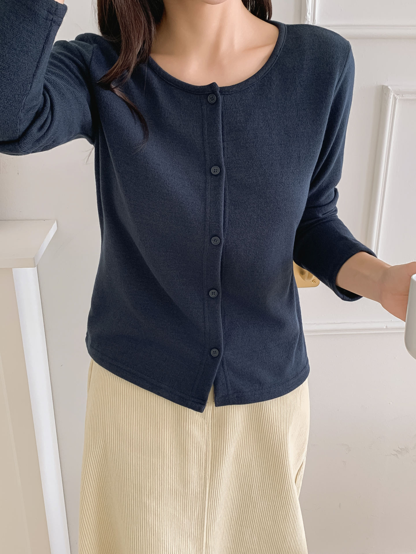 スリム長袖ボーダーカーディガンタンクトップアンサンブル | 詳細画像16