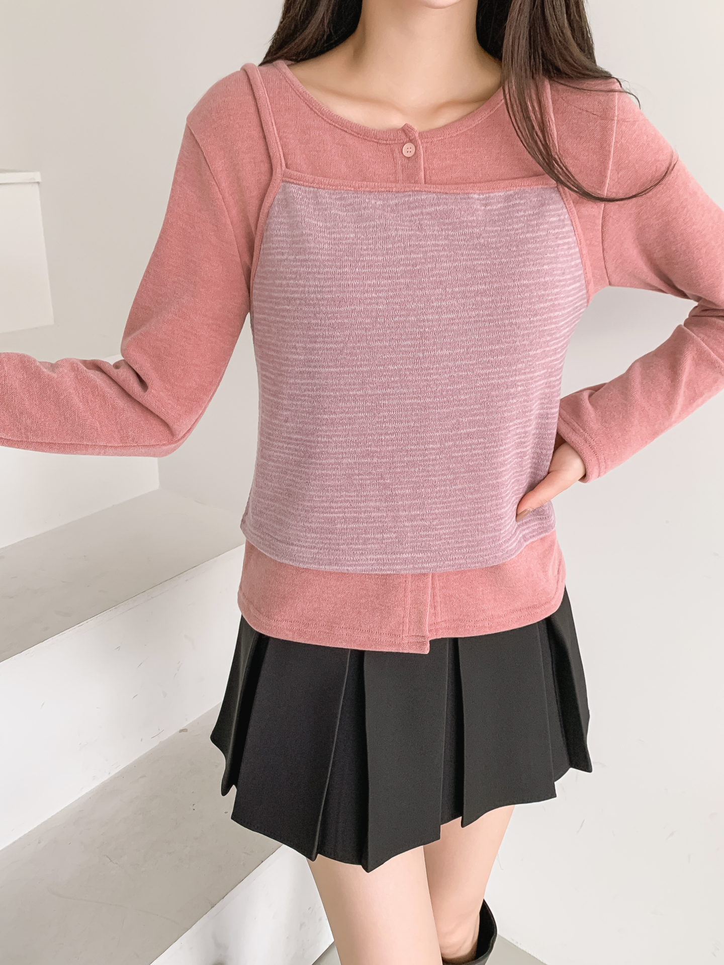 スリム長袖ボーダーカーディガンタンクトップアンサンブル | 詳細画像25