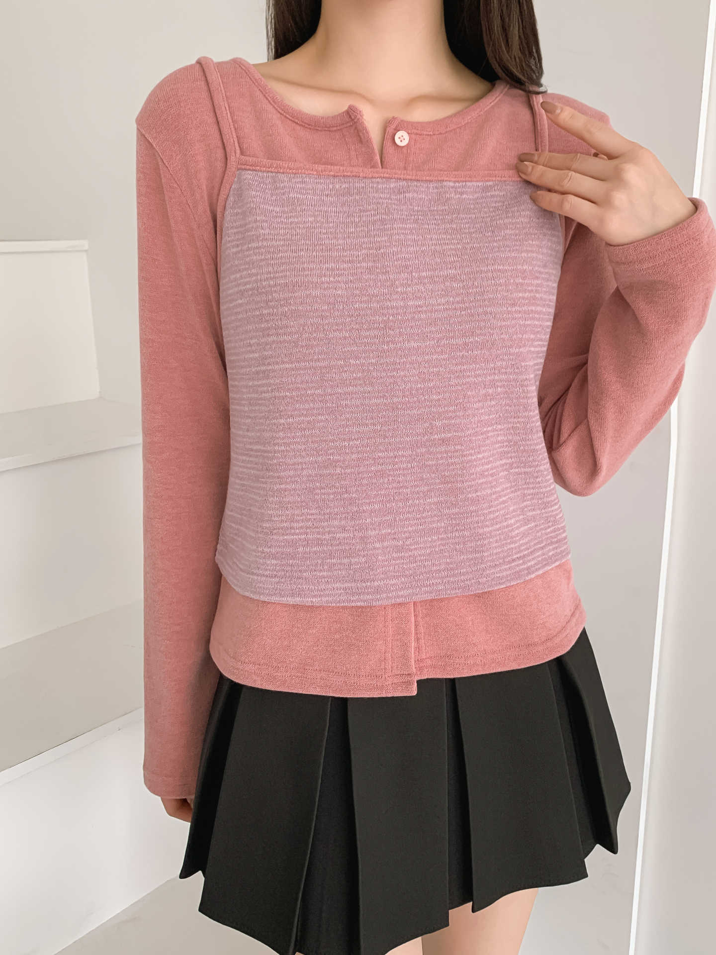 スリム長袖ボーダーカーディガンタンクトップアンサンブル | 詳細画像26