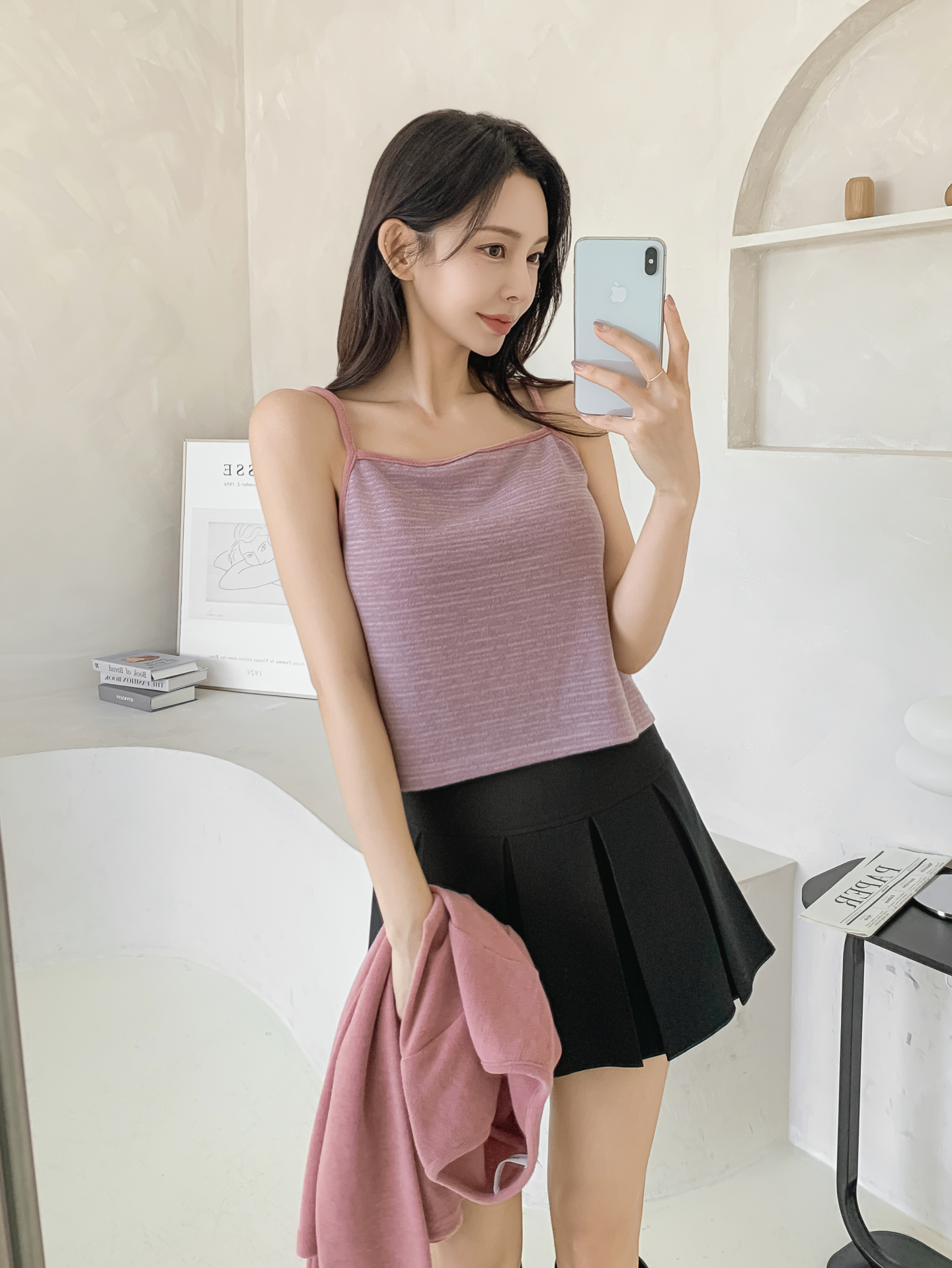 スリム長袖ボーダーカーディガンタンクトップアンサンブル | 詳細画像42