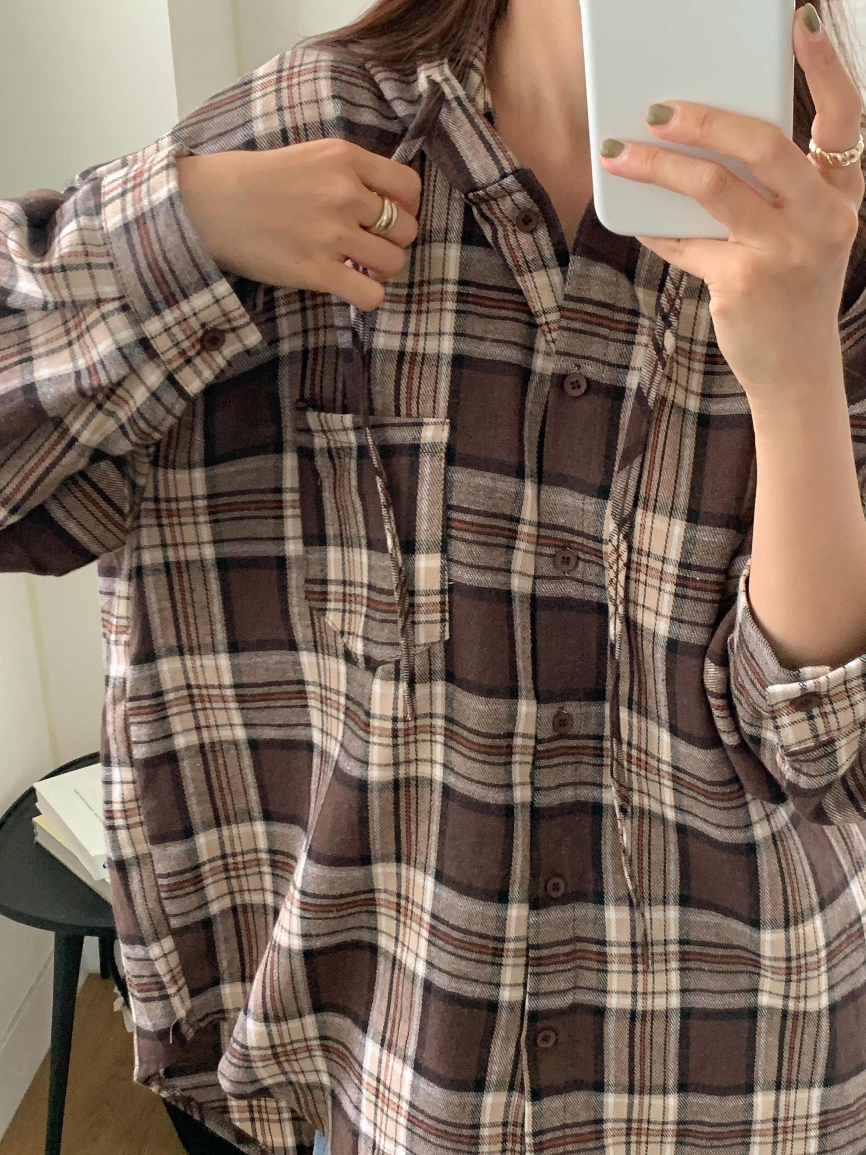 ボタンフードロング長袖チェックシャツ | 詳細画像8