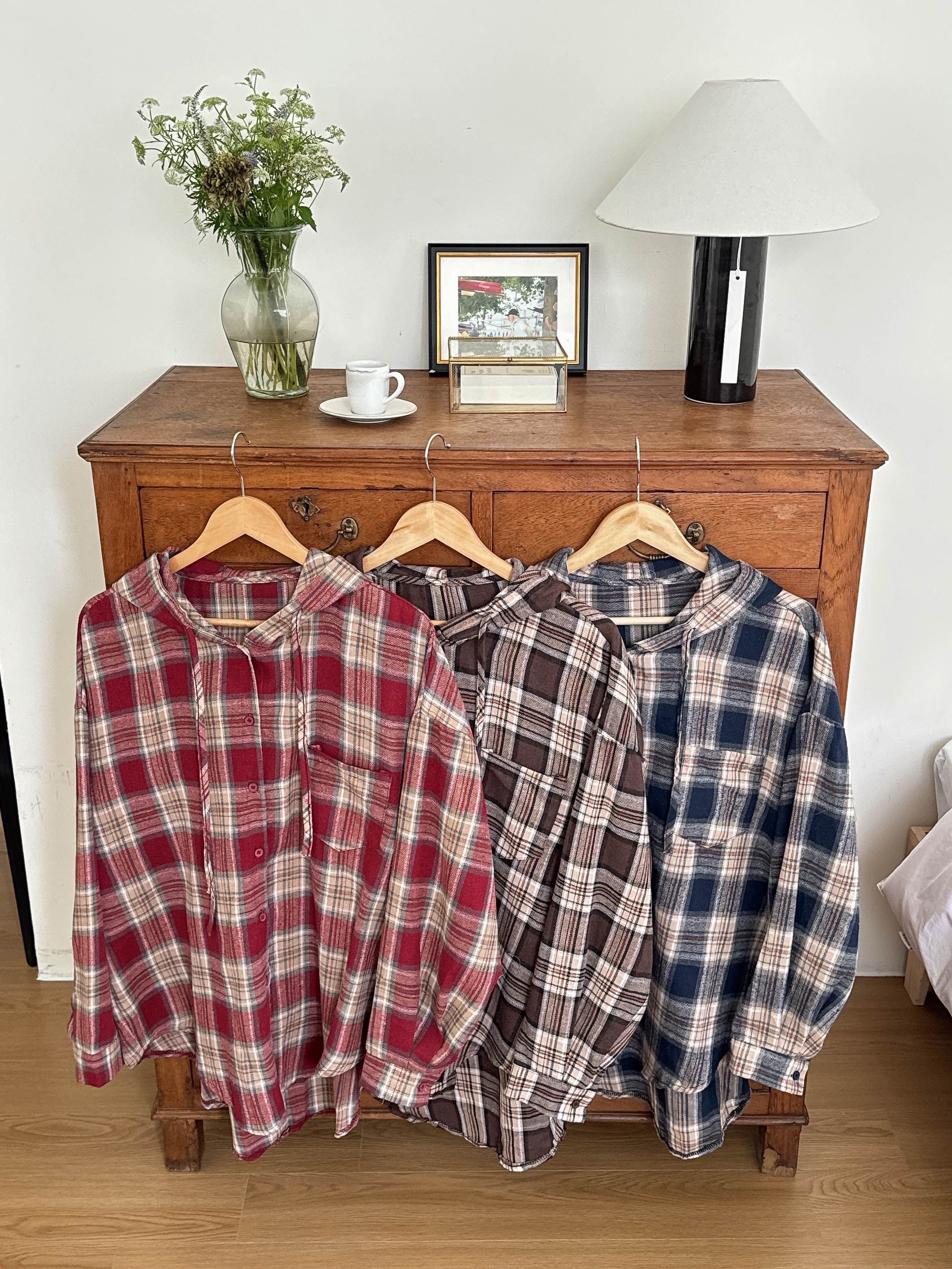 ボタンフードロング長袖チェックシャツ | 詳細画像21