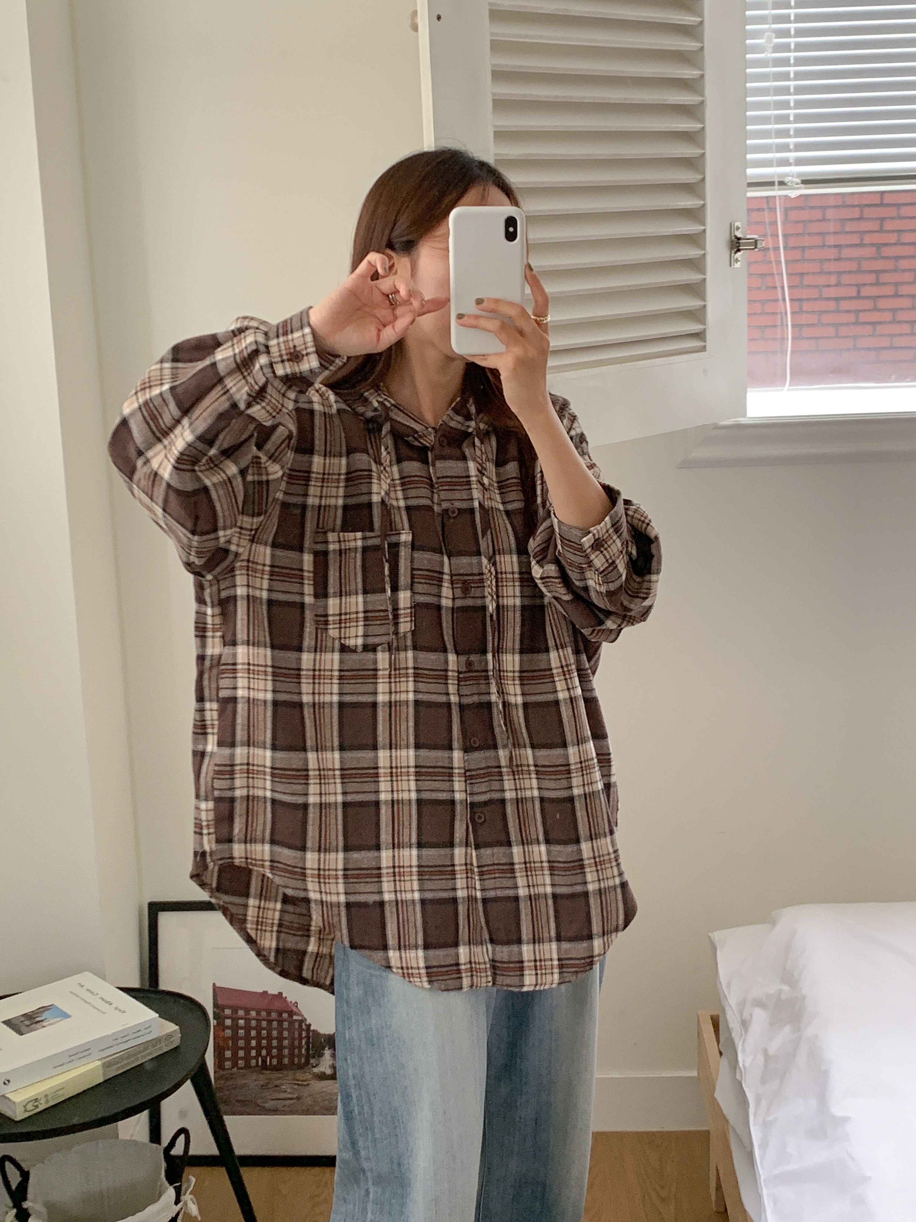 ボタンフードロング長袖チェックシャツ | 詳細画像17