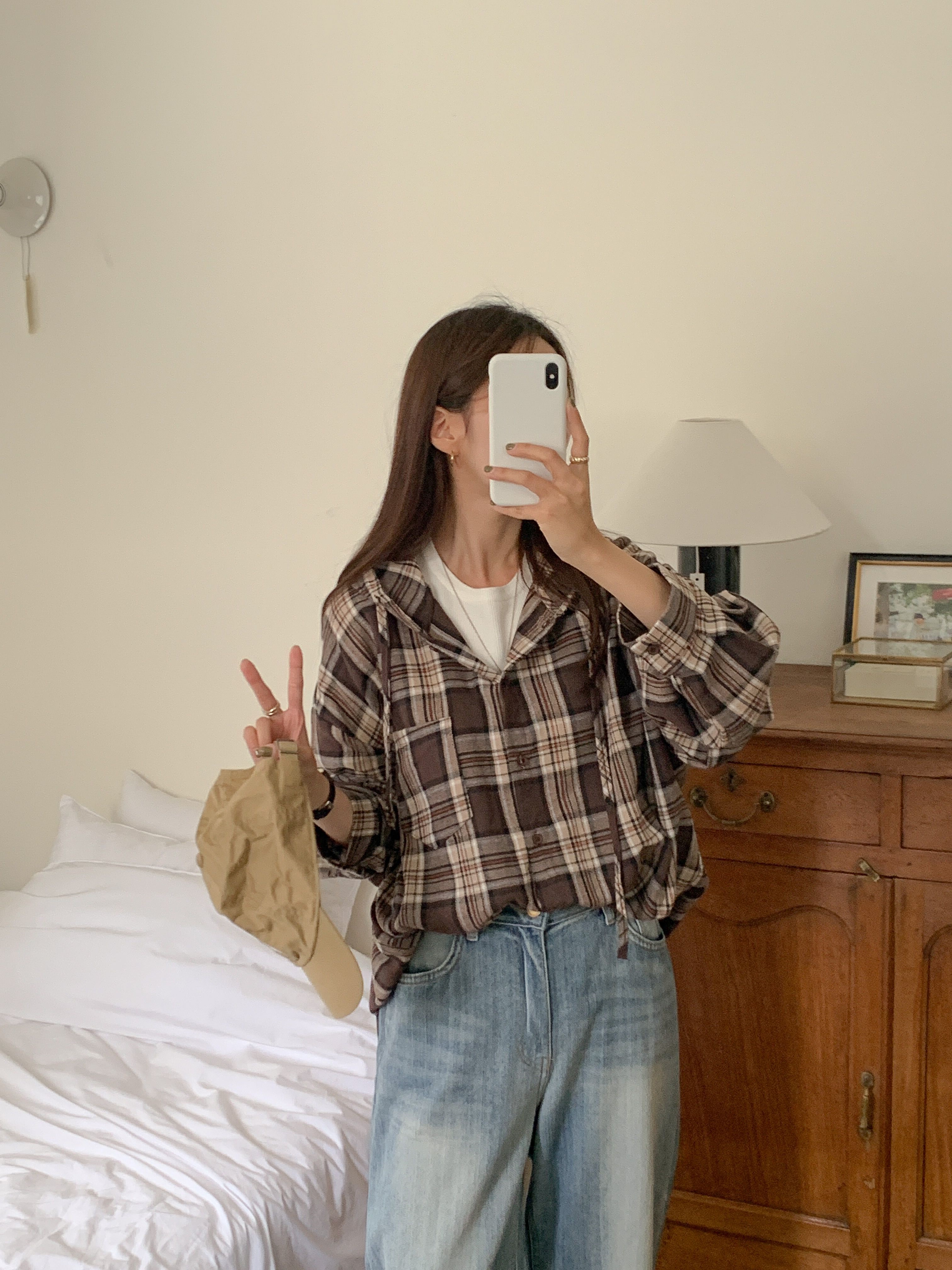 ボタンフードロング長袖チェックシャツ | 詳細画像18