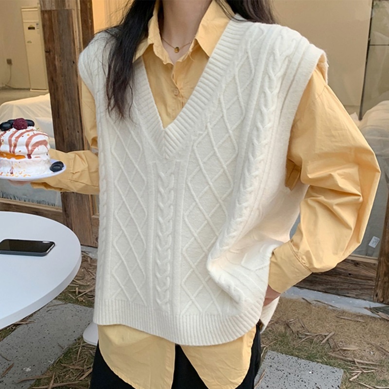 ニットVネックルーズケーブルベスト | 詳細画像6