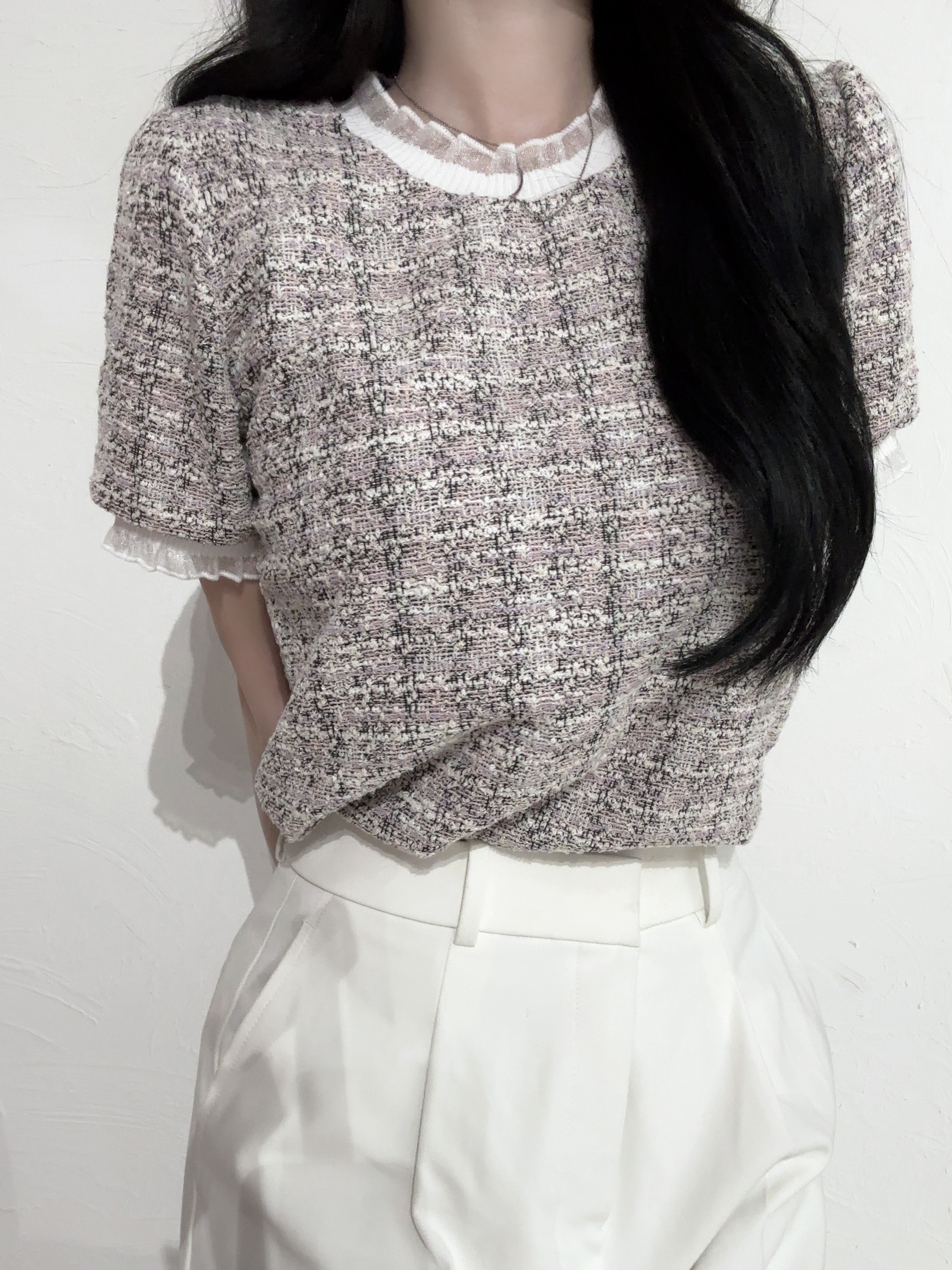 フリルツイードタッチブラウス | 詳細画像3