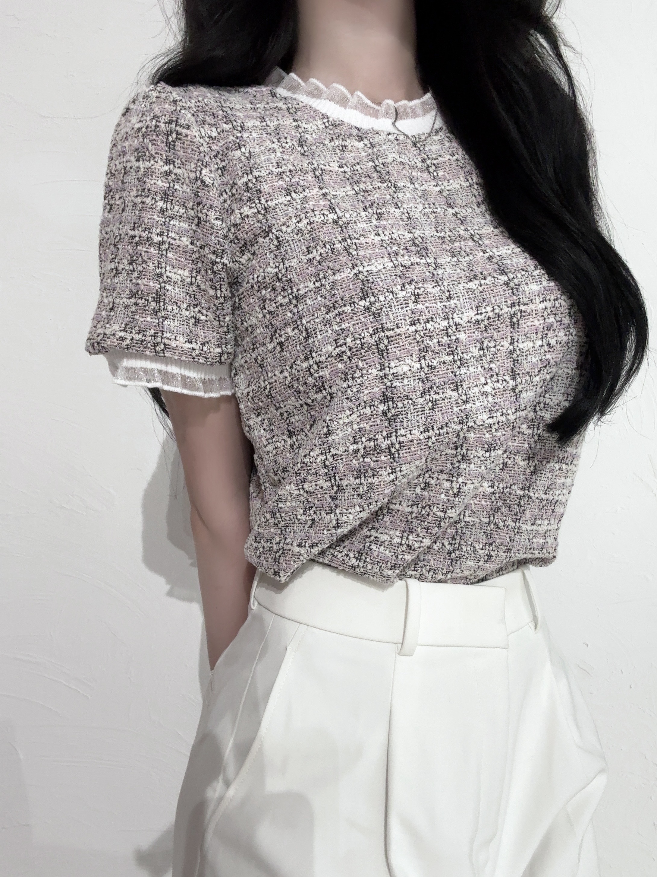 フリルツイードタッチブラウス | 詳細画像4