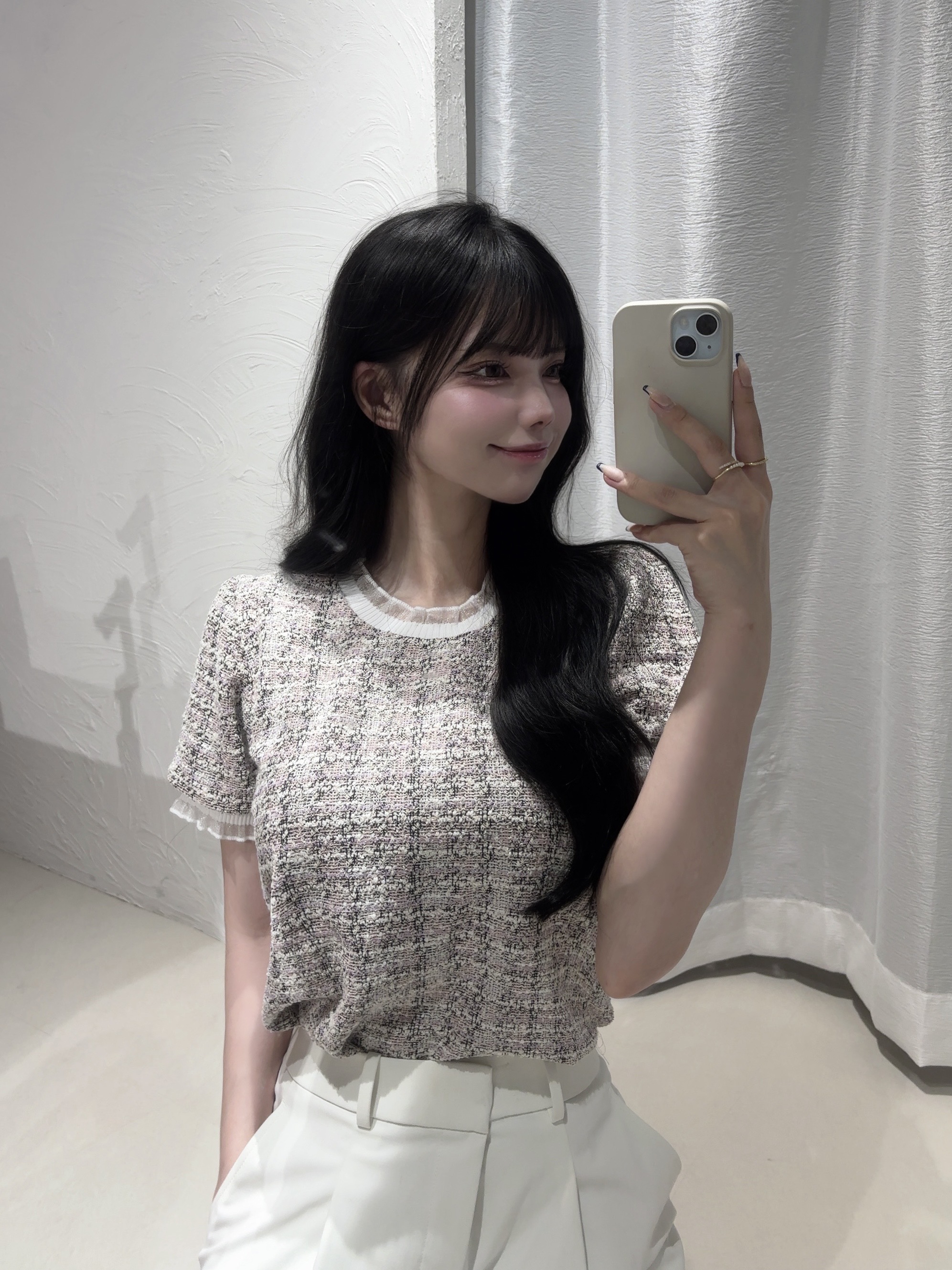 フリルツイードタッチブラウス | 詳細画像5