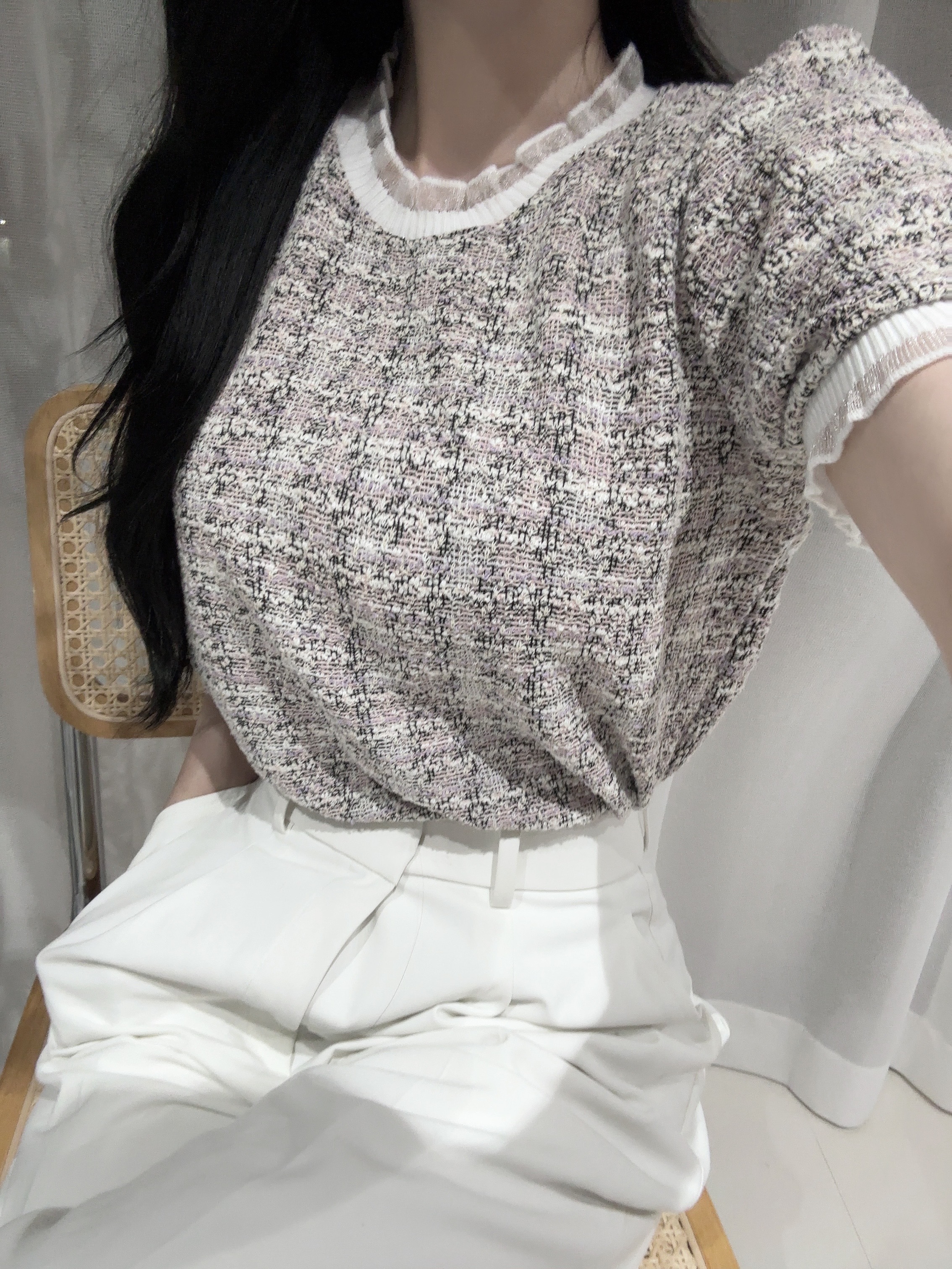 フリルツイードタッチブラウス | 詳細画像7