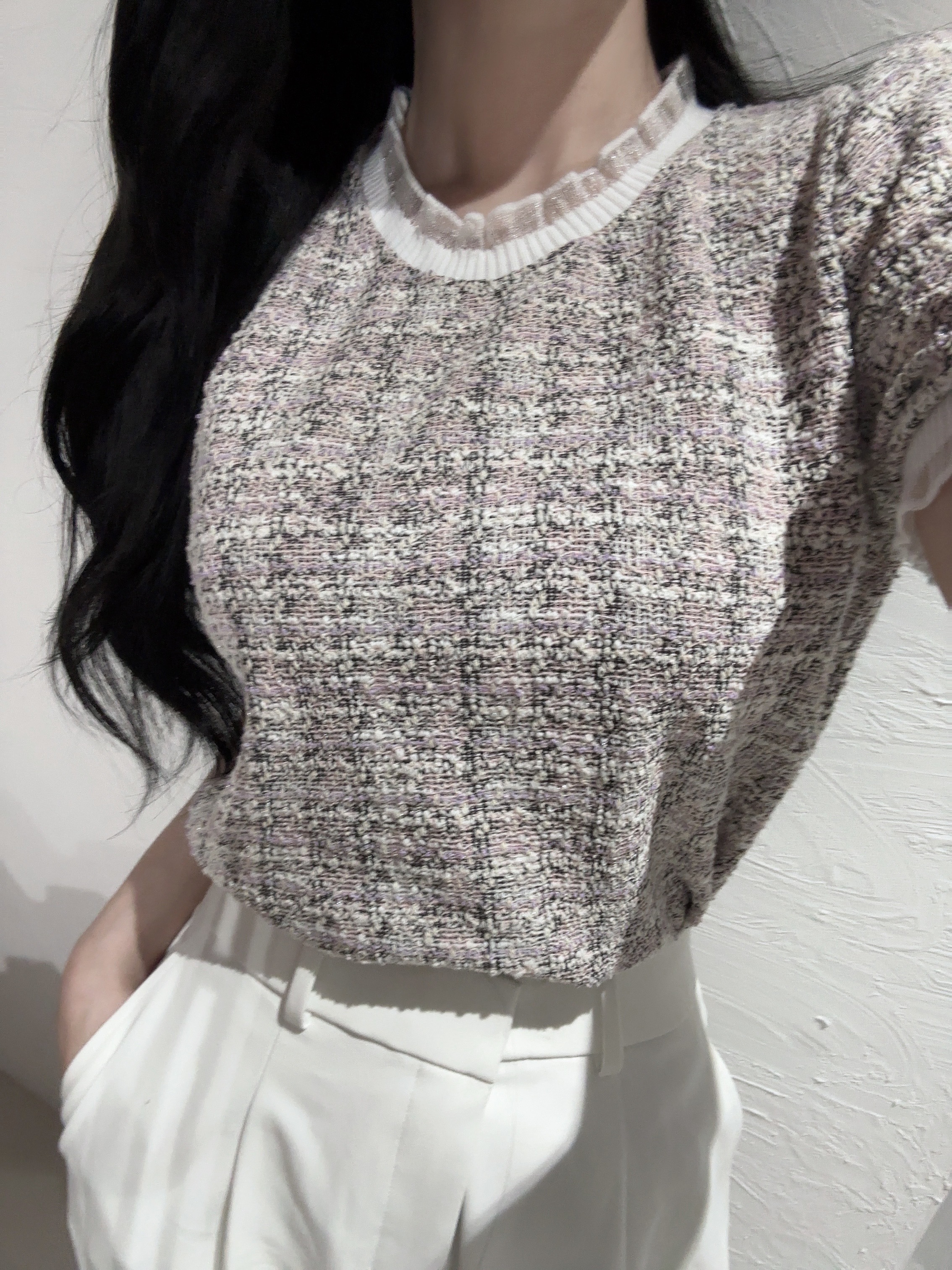 フリルツイードタッチブラウス | 詳細画像8