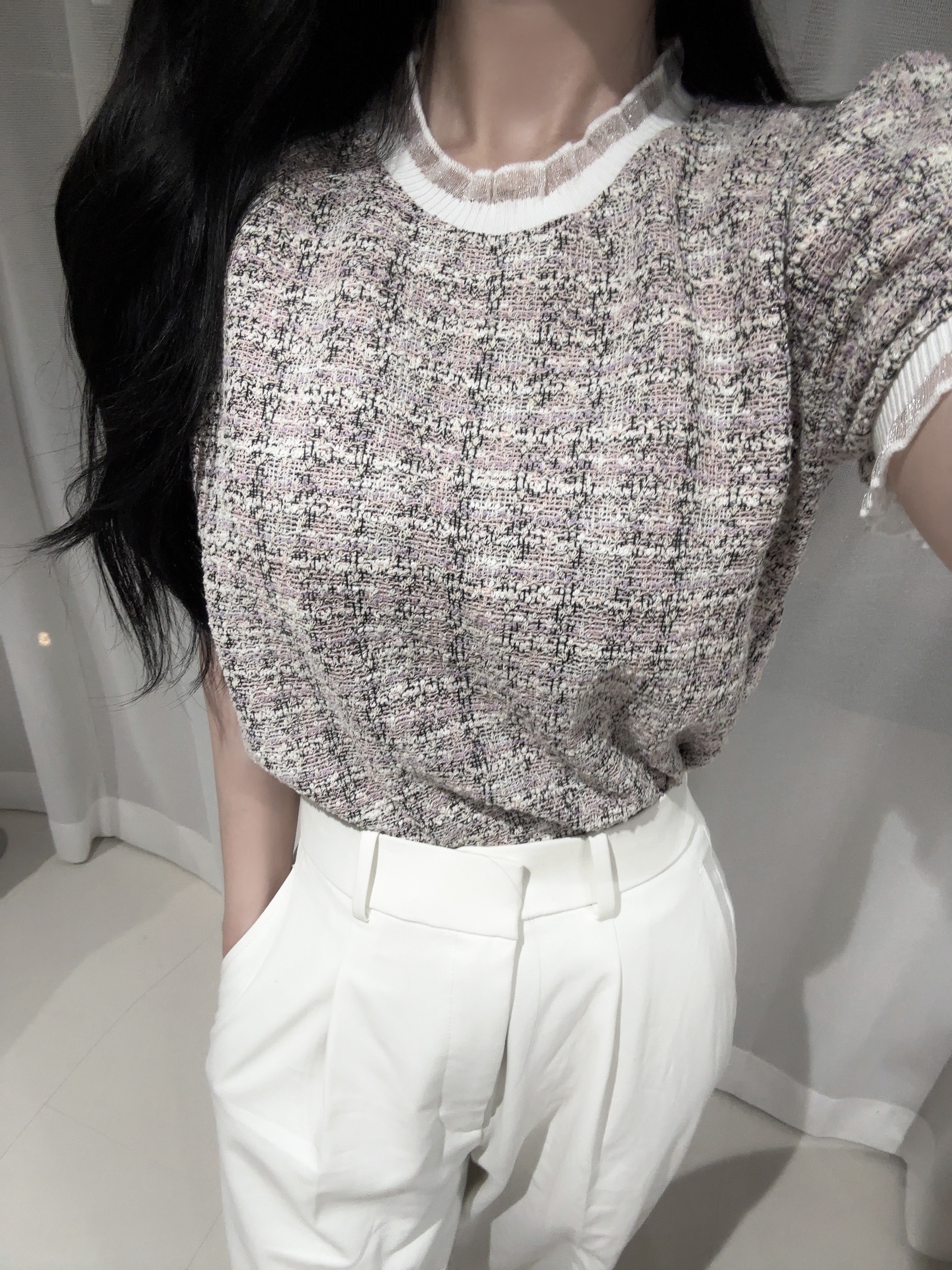 フリルツイードタッチブラウス | 詳細画像9