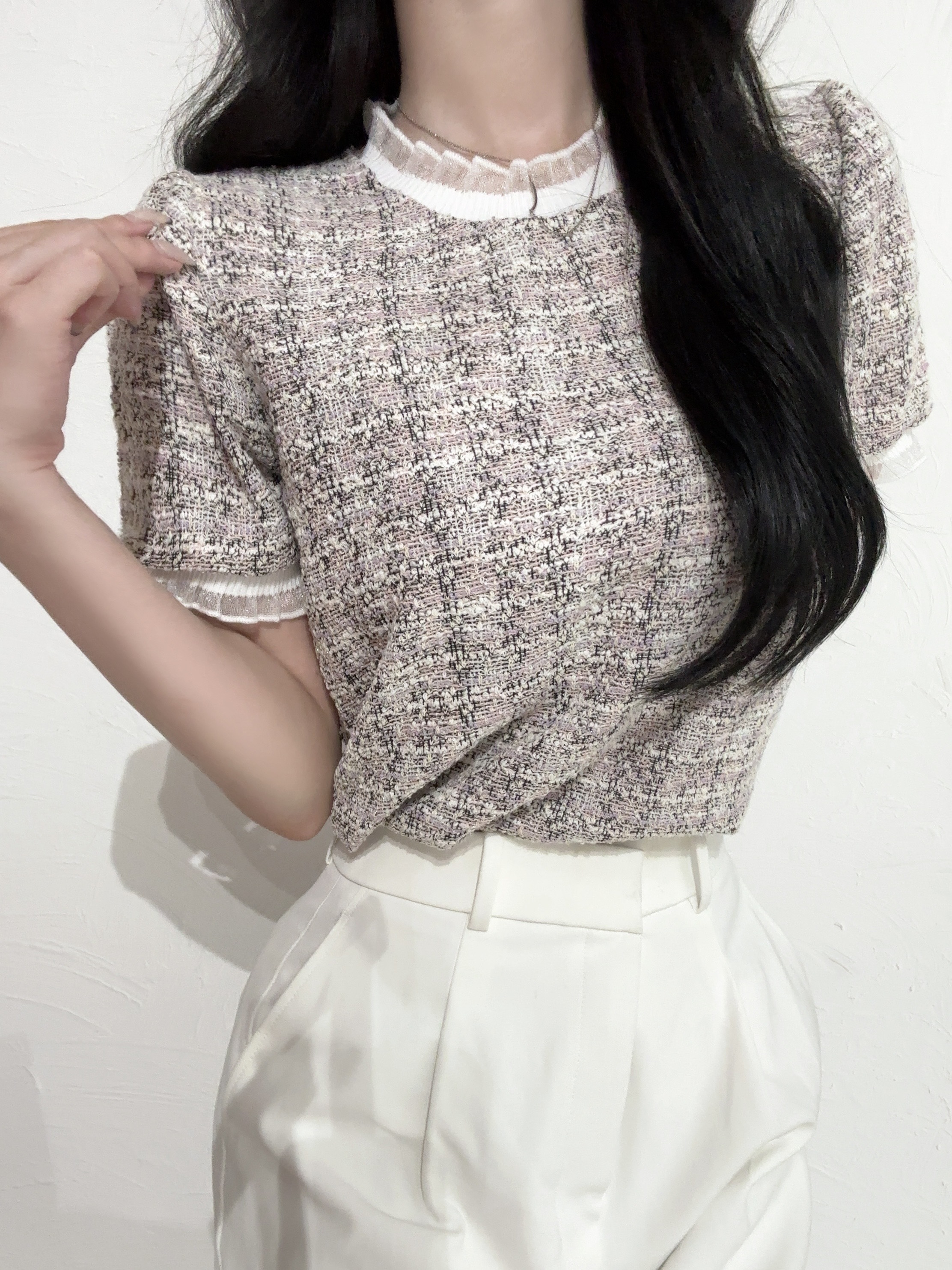 フリルツイードタッチブラウス | 詳細画像11