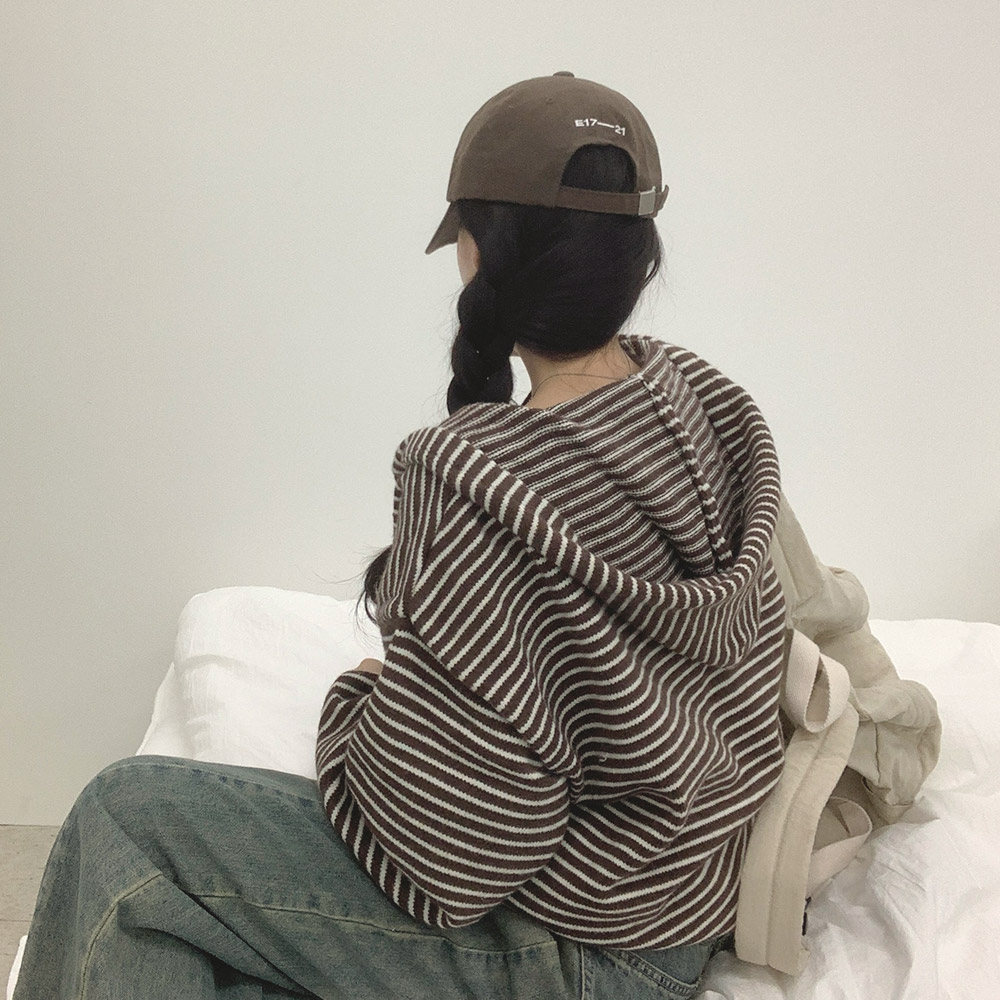 フードダブルジップペンダントカラーボーダージップパーカー