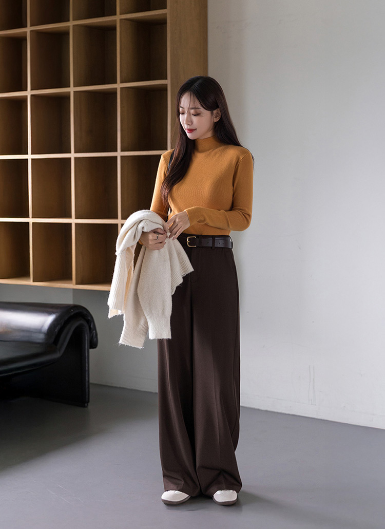 ハーフネックスリム長袖ニット | レディースファッション通販 - DHOLIC