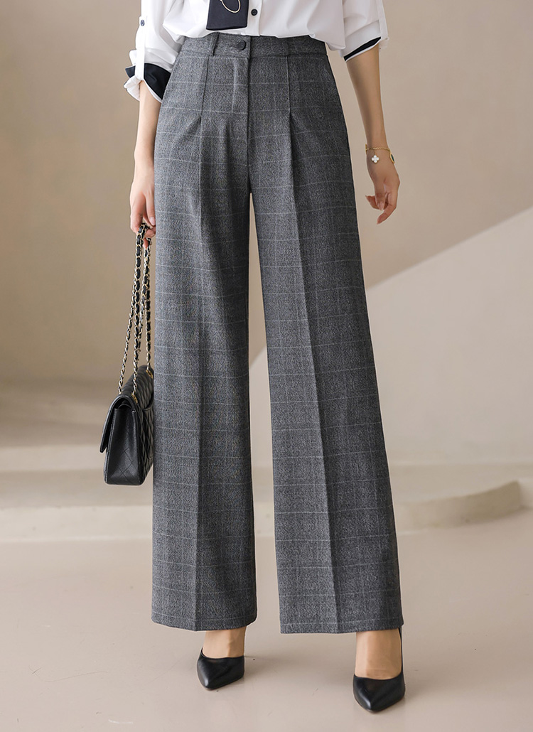 ワイドワンタックチェックスラックス | レディースファッション