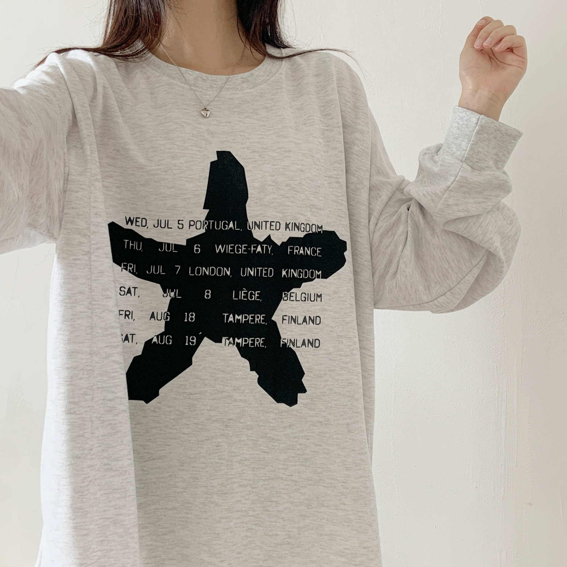 ラウンドネックボクシープリントカラーTシャツ | 詳細画像2