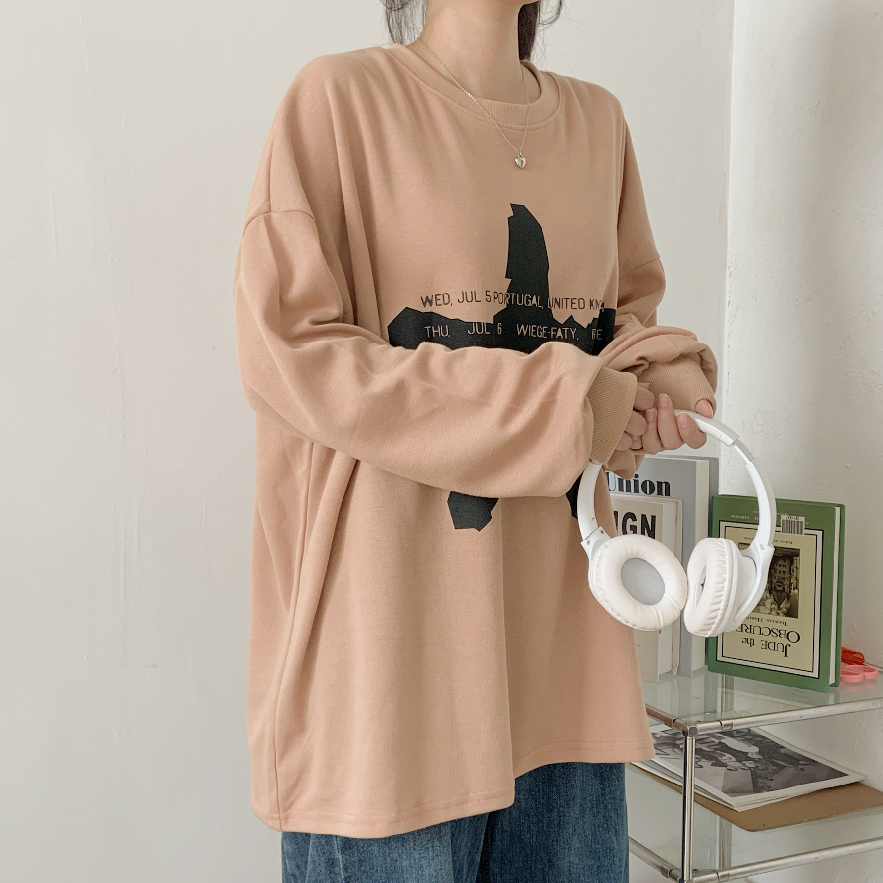 ラウンドネックボクシープリントカラーTシャツ | 詳細画像4