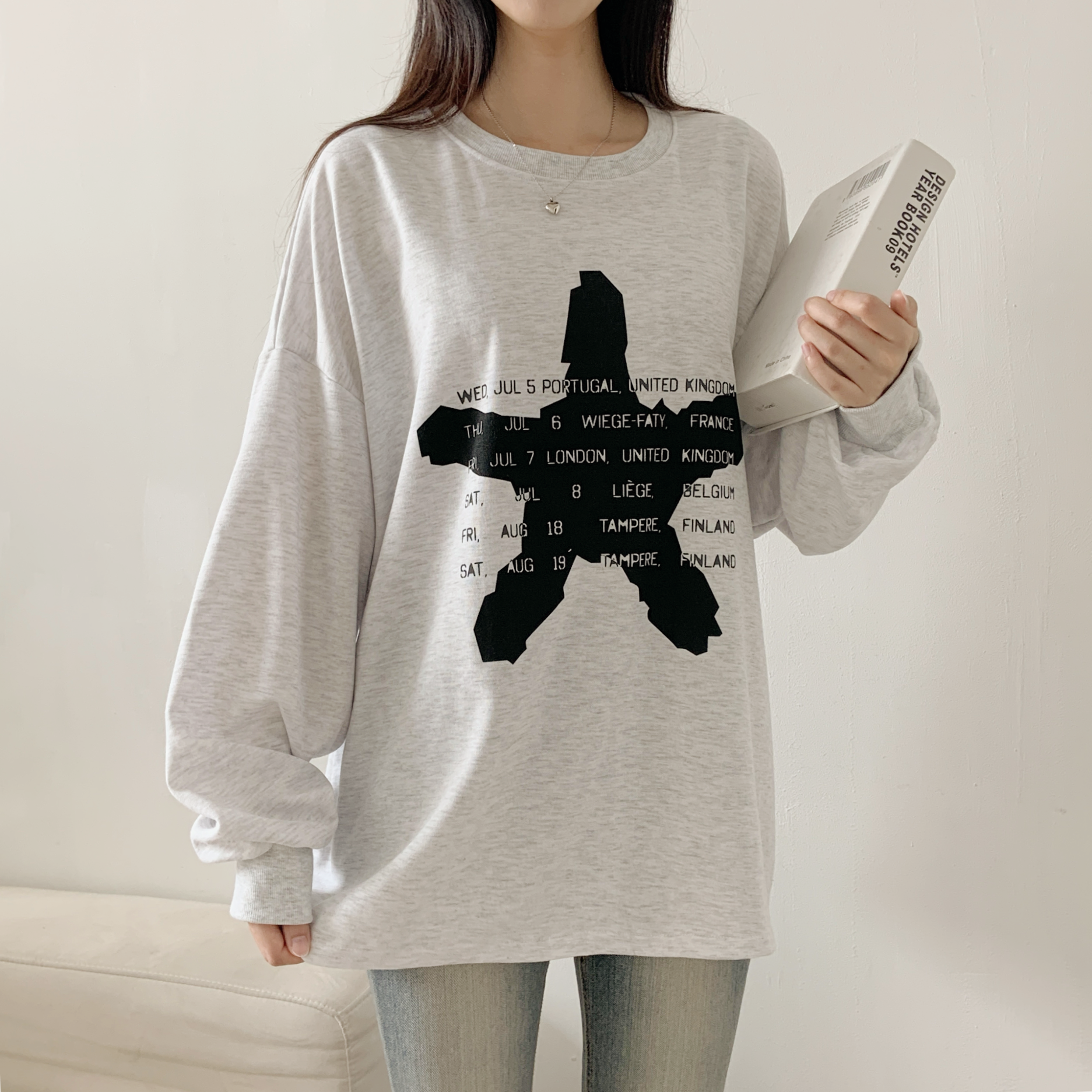 ラウンドネックボクシープリントカラーTシャツ | 詳細画像9