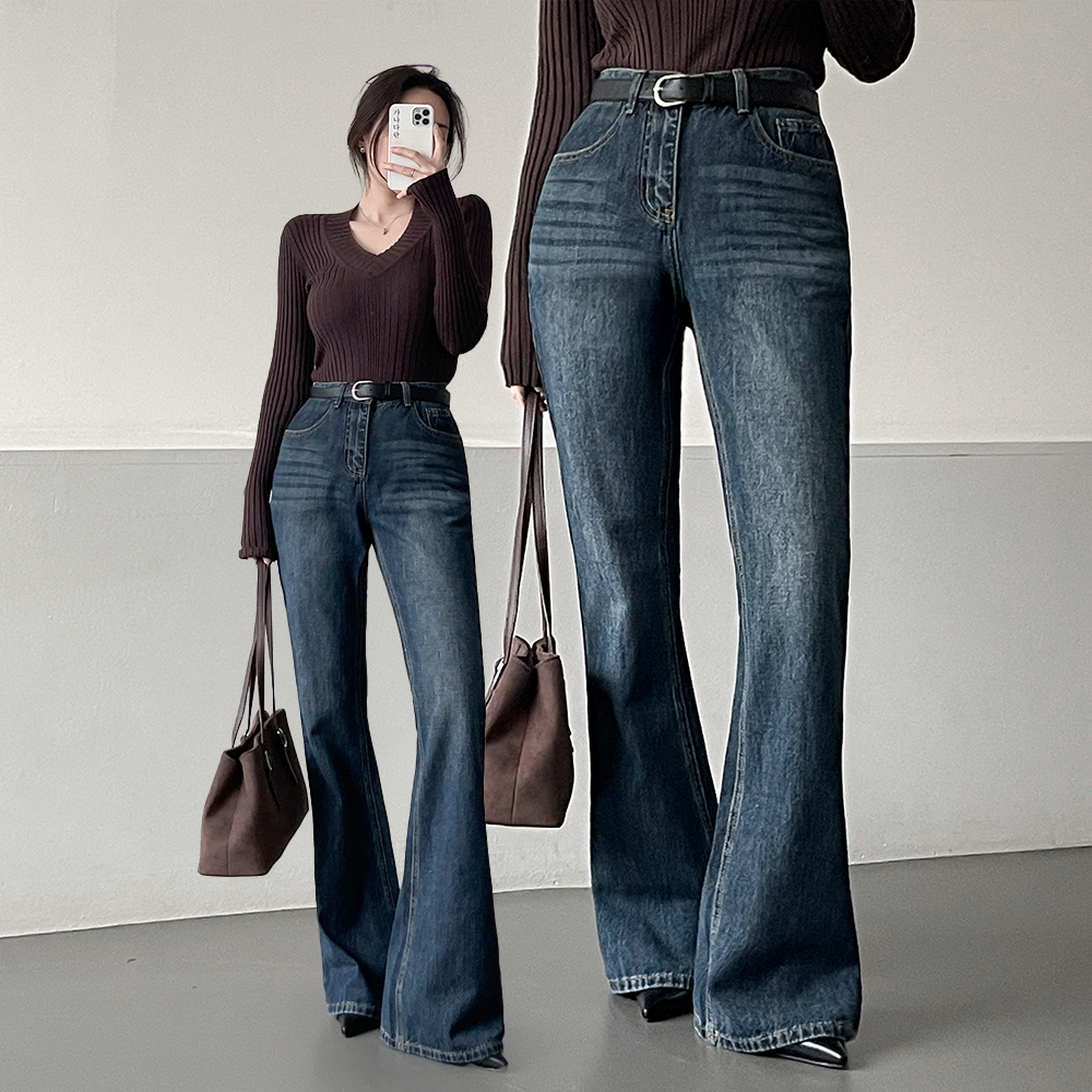 ウォッシングハイウエストブーツカットデニムパンツ | レディース
