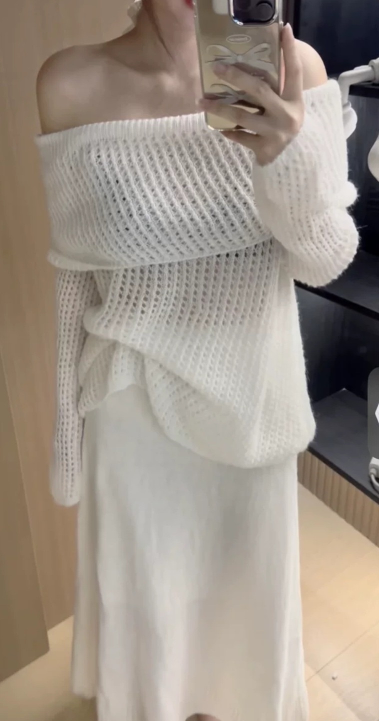 シースルーオフショルダーウエストゴムロングセットアップ | 詳細画像4
