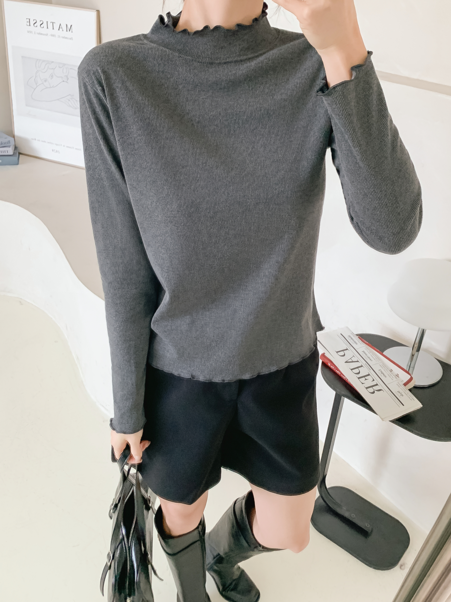 ハーフネックメロウ無地カラーTシャツ | 詳細画像34