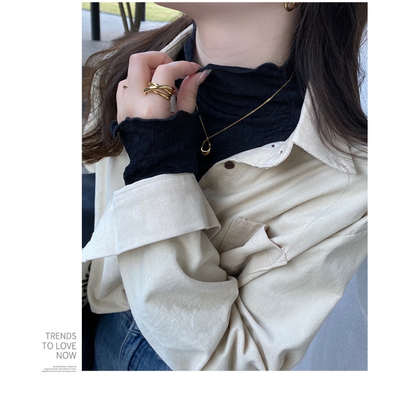 シースルーハーフネックフリル長袖Tシャツ | 詳細画像6