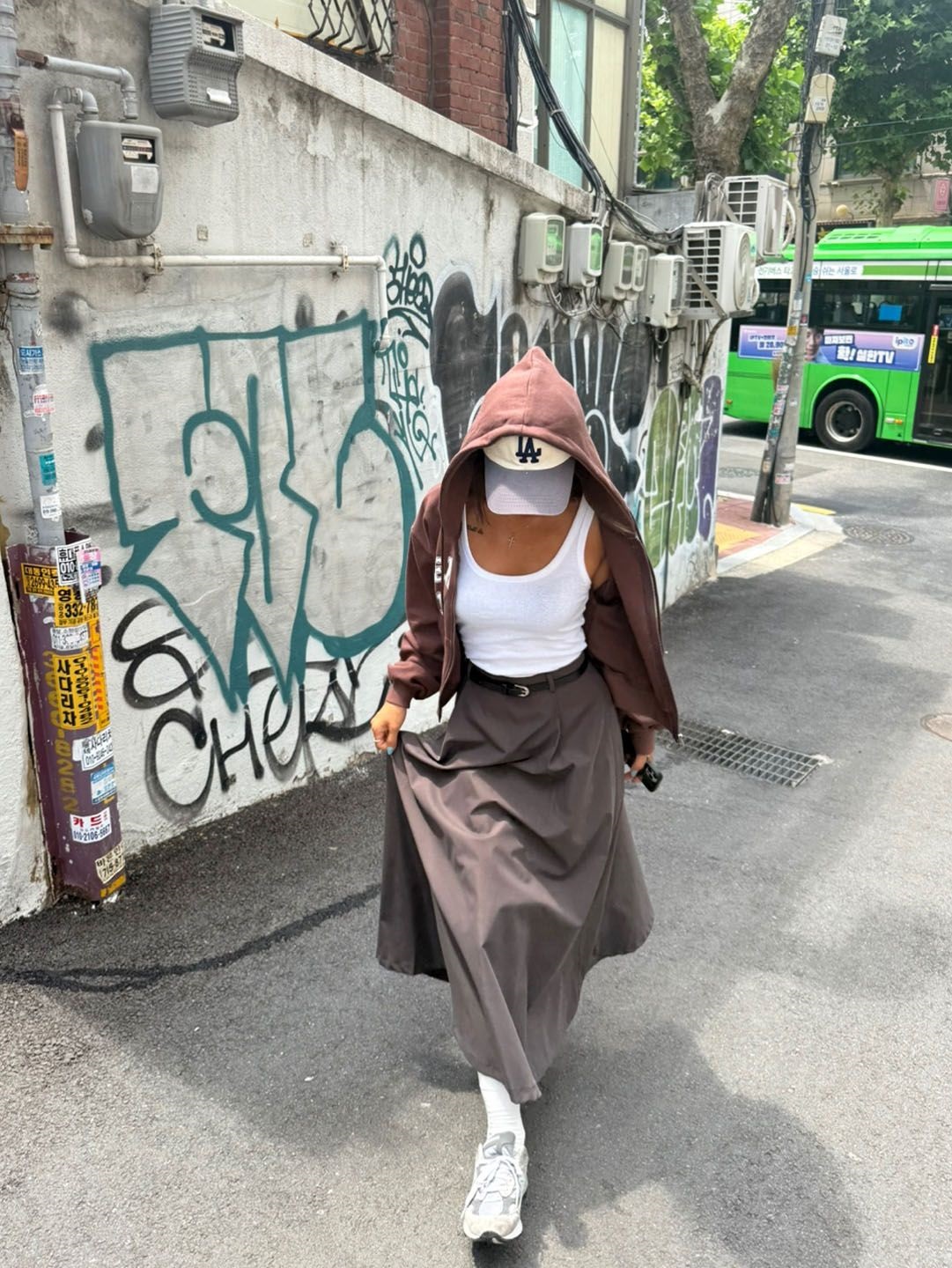 ベルト付ロングAライン無地スカート | 詳細画像4