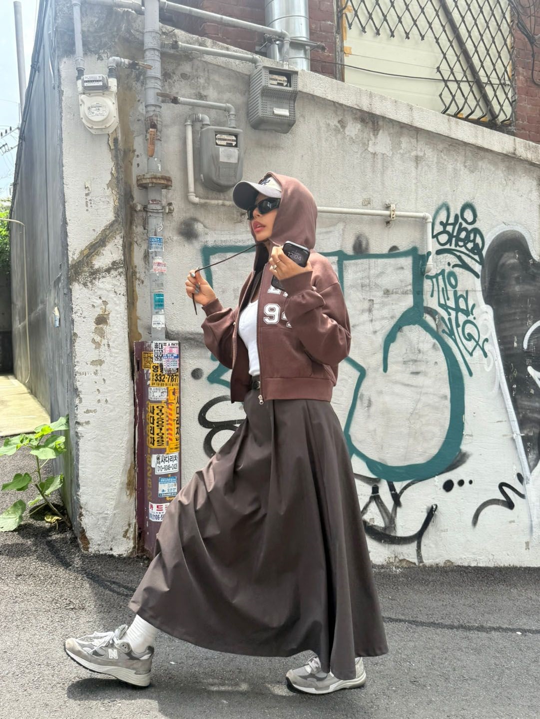 ベルト付ロングAライン無地スカート | 詳細画像14
