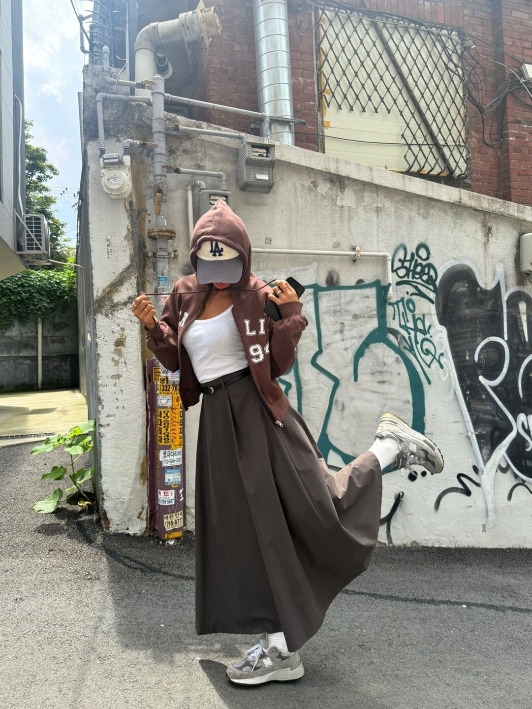 ベルト付ロングAライン無地スカート | 詳細画像18