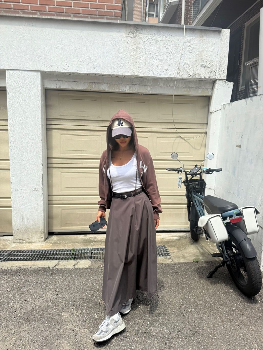 ベルト付ロングAライン無地スカート | 詳細画像24