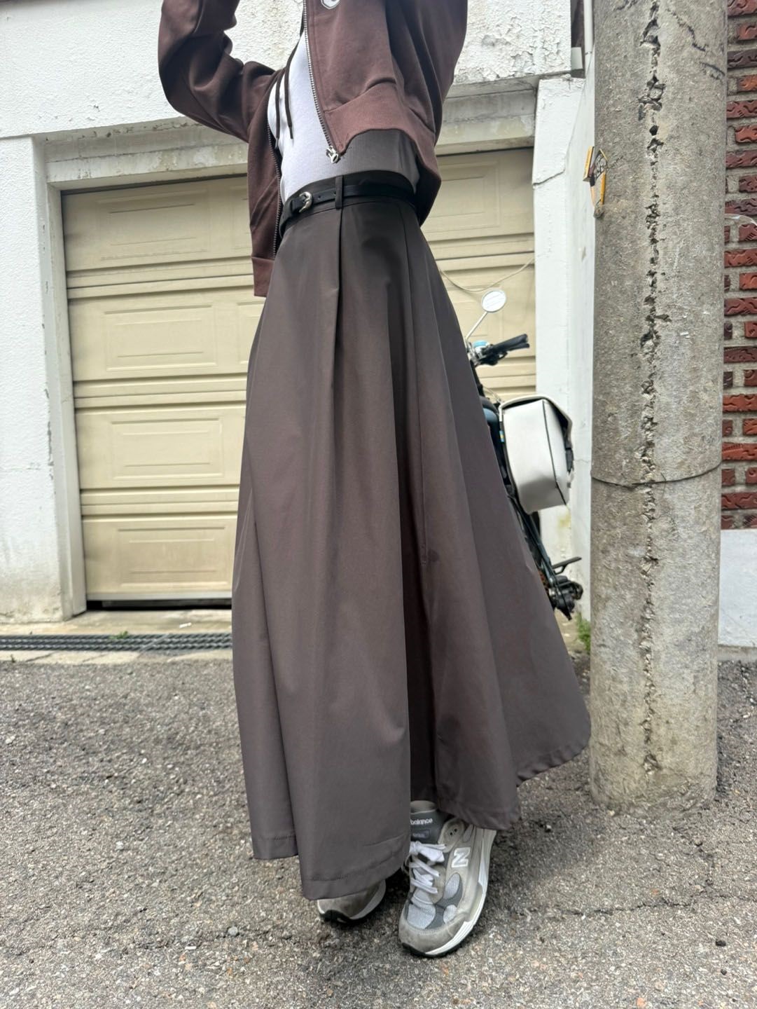 ベルト付ロングAライン無地スカート | 詳細画像27