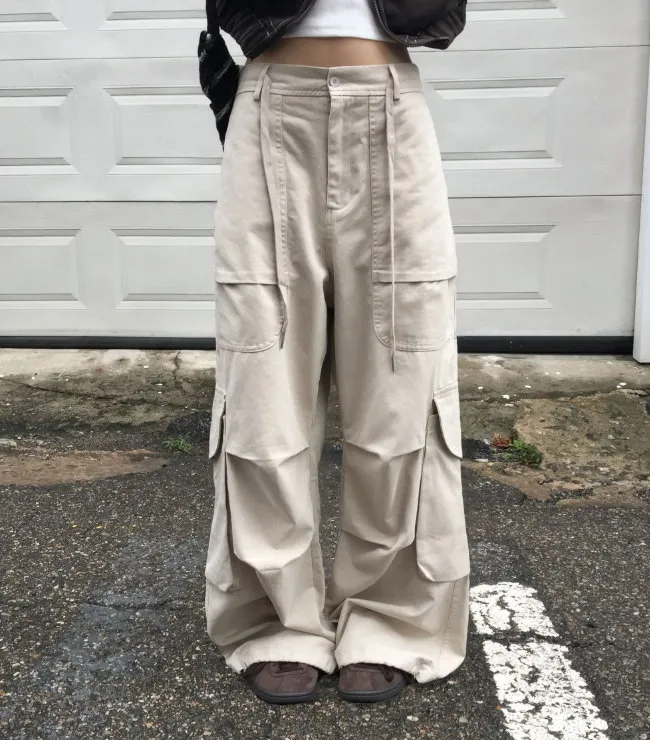 コットンワイドカーゴバックゴムドローストリングパンツ | MODIMOOD | 詳細画像1