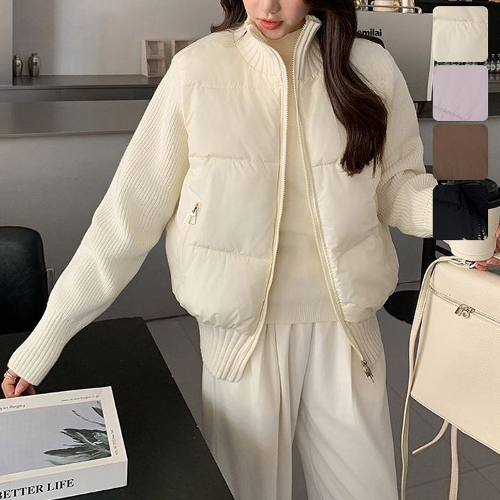 中綿ニットジップアップ配色ベスト | レディースファッション通販 - DHOLIC