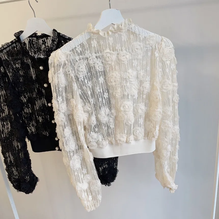シースルー刺繍花柄レースカーディガン | mirangmirang | 詳細画像41