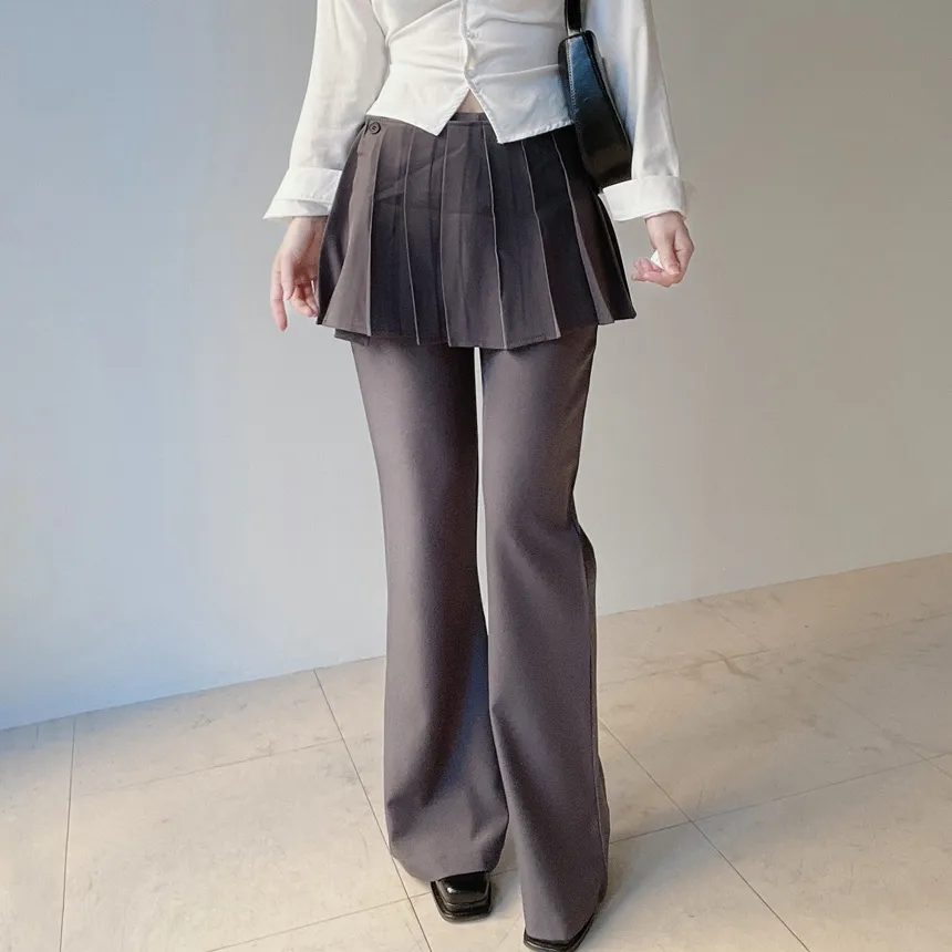 スカート付ロングプリーツブーツカットセットパンツスカート | mirangmirang | 詳細画像22