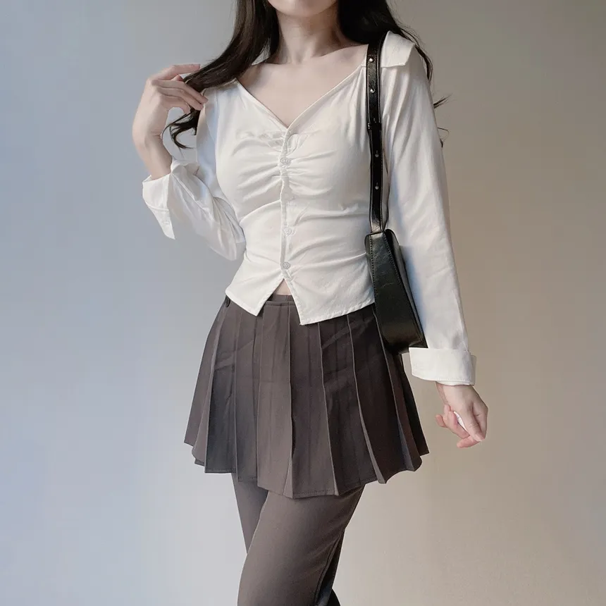 スカート付ロングプリーツブーツカットセットパンツスカート | mirangmirang | 詳細画像30