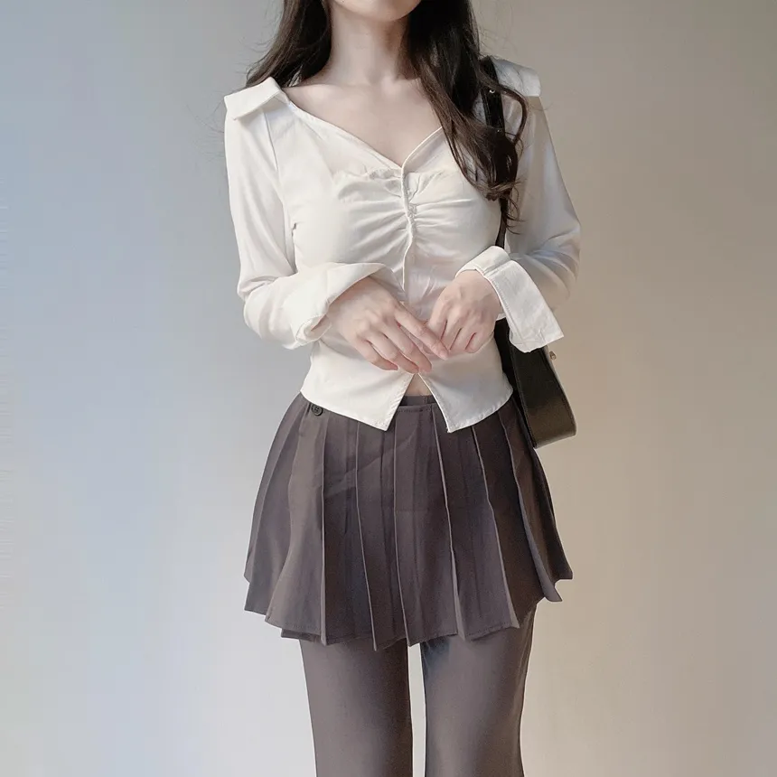 スカート付ロングプリーツブーツカットセットパンツスカート | mirangmirang | 詳細画像31