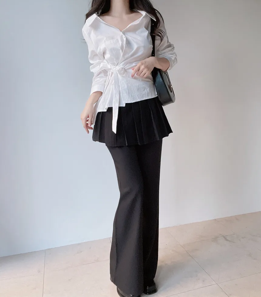 スカート付ロングプリーツブーツカットセットパンツスカート | mirangmirang | 詳細画像50
