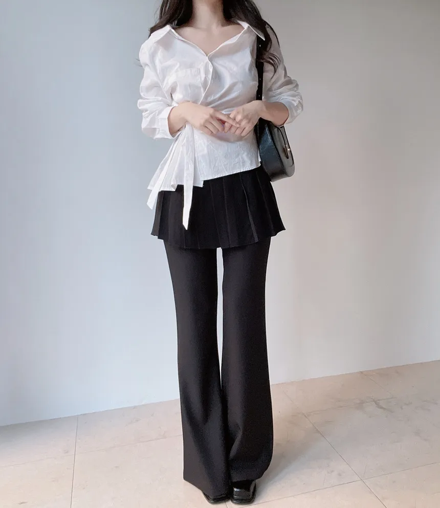 スカート付ロングプリーツブーツカットセットパンツスカート | mirangmirang | 詳細画像51