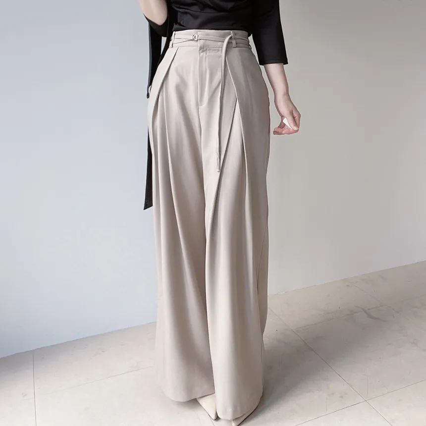 ストラップ付ピンタックバックゴムロングスラックス | mirangmirang | 詳細画像3