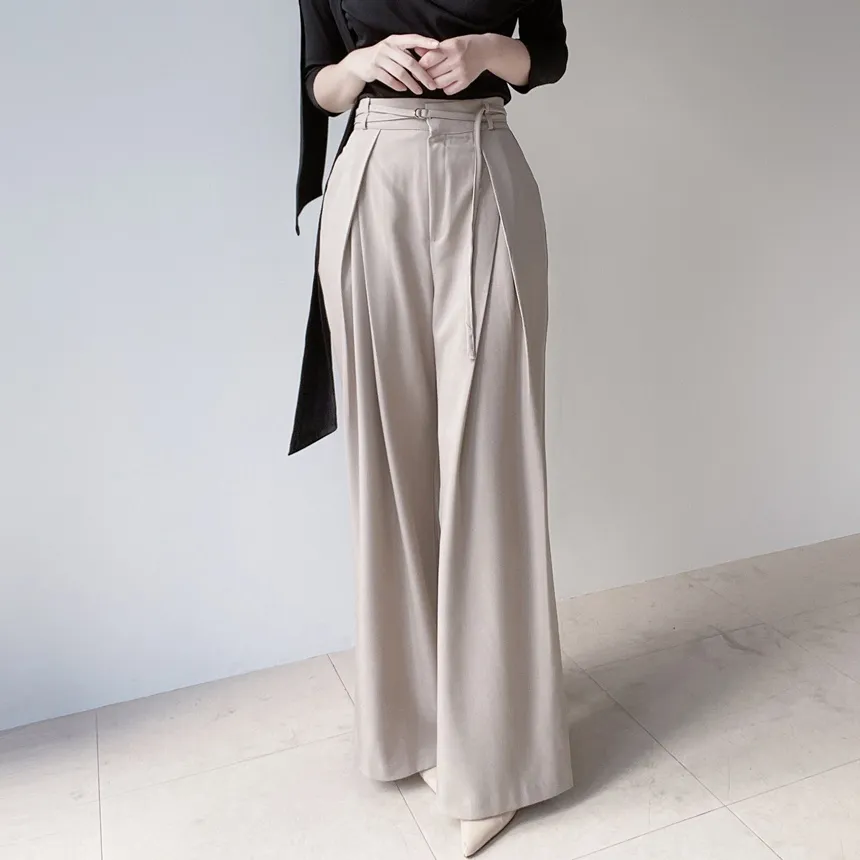 ストラップ付ピンタックバックゴムロングスラックス | mirangmirang | 詳細画像4