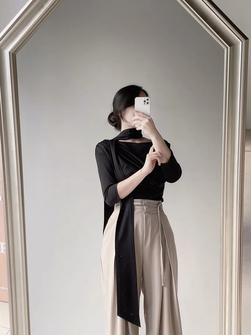 ストラップ付ピンタックバックゴムロングスラックス | mirangmirang | 詳細画像9