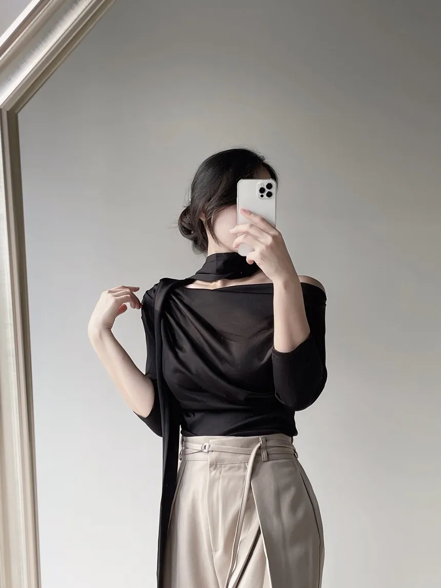 ストラップ付ピンタックバックゴムロングスラックス | mirangmirang | 詳細画像10