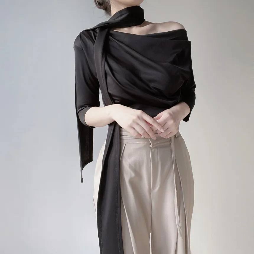 ストラップ付ピンタックバックゴムロングスラックス | mirangmirang | 詳細画像14