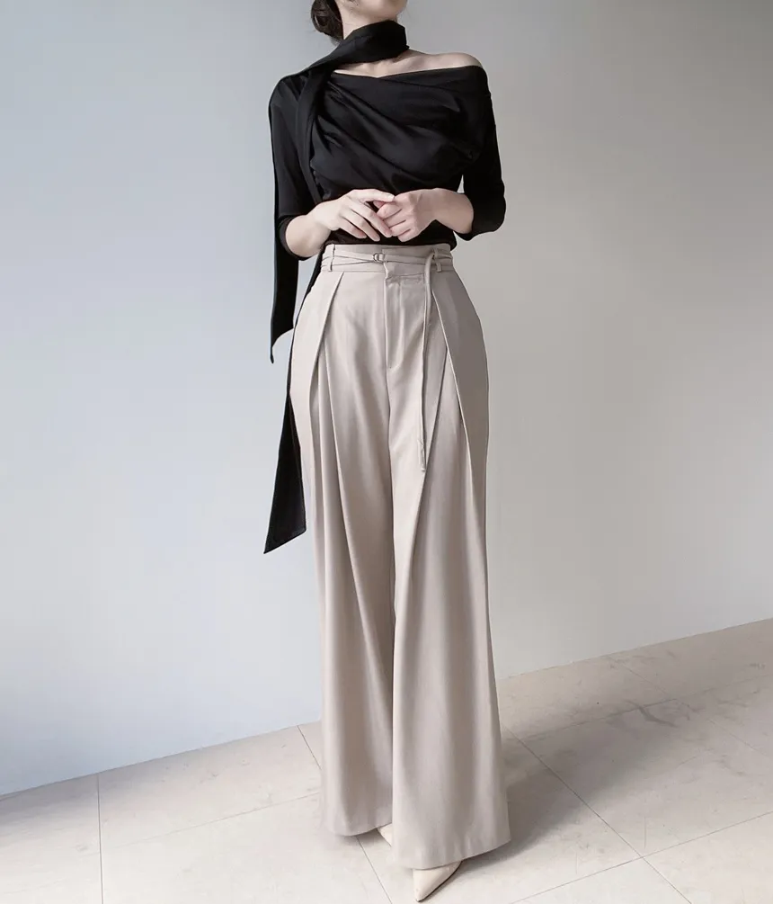 ストラップ付ピンタックバックゴムロングスラックス | mirangmirang | 詳細画像15